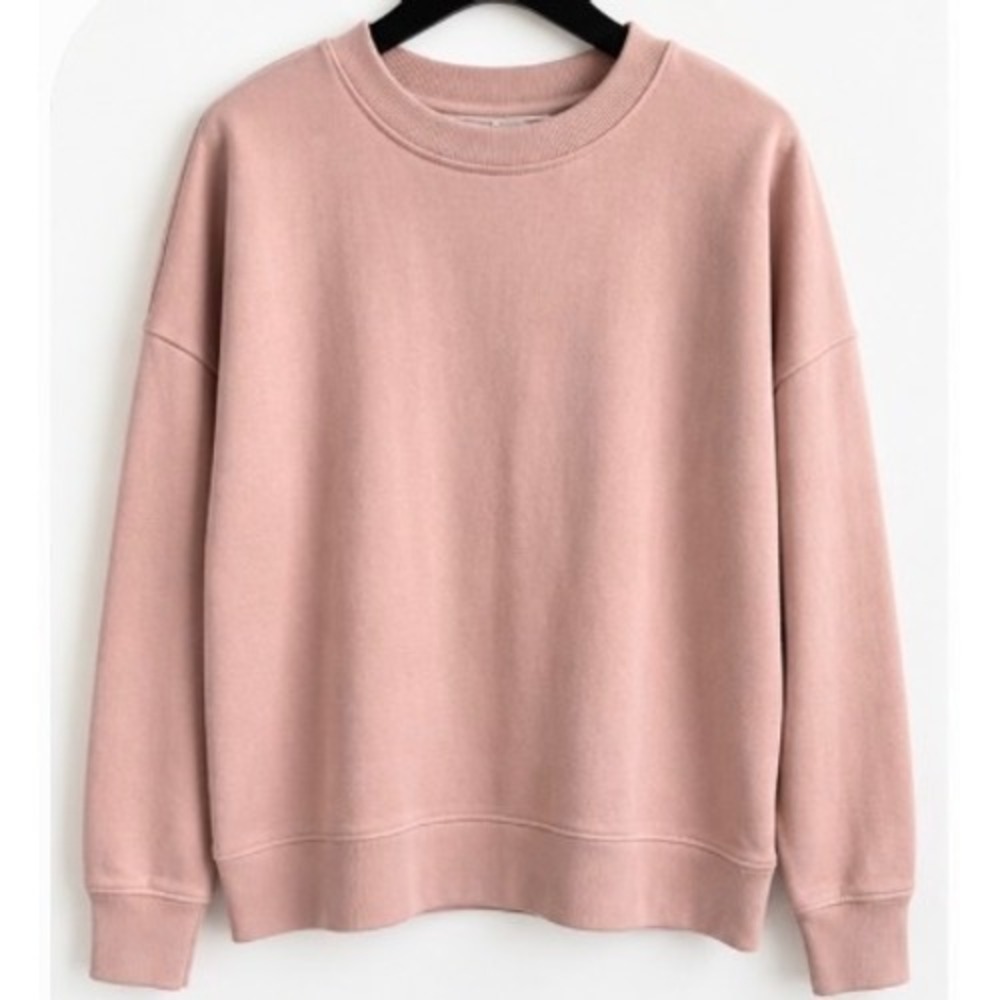 Time and Tru Womens XS Pink French Terry Crewneck Sweatshirt Pullover